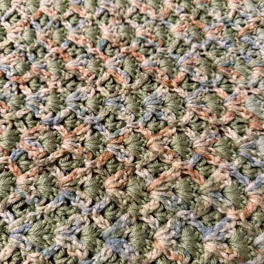 Vintage Handmade Earth Toned Crochet Shell Stitch Afghan Blanket 59”x49”